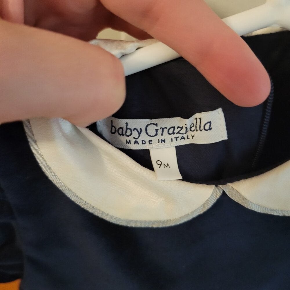 Girls 9 Month Navy Blue Baby Graziella Italian Dress - Picture 4 of 5